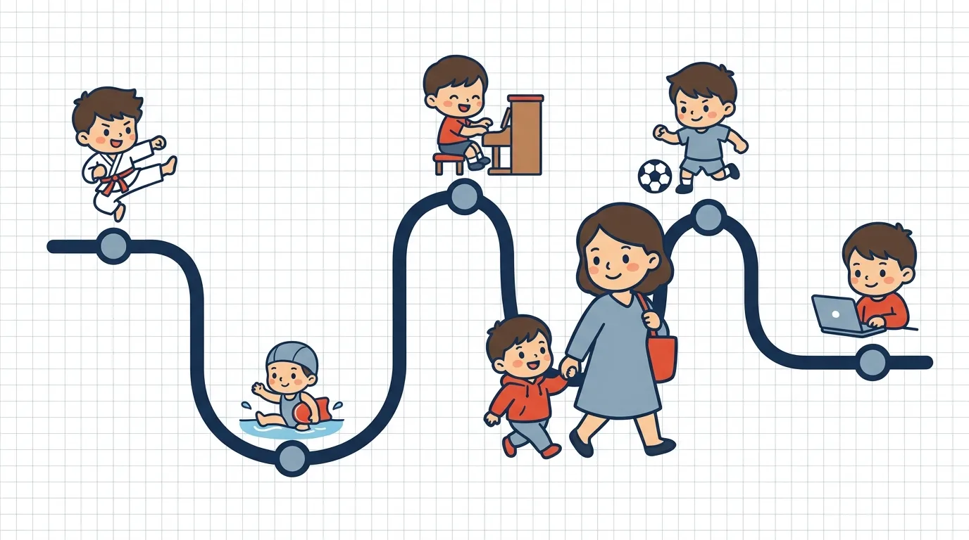 武道、水泳、音楽、サッカー、学習に取り組む子どもたち